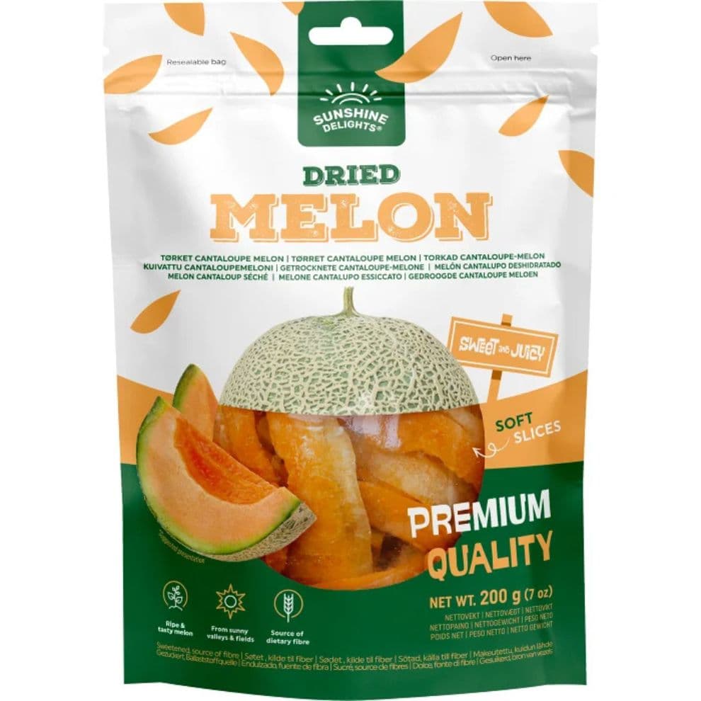 Dried Melon Sunshine Delights, premium soft dried fruit from Kandy Lover.