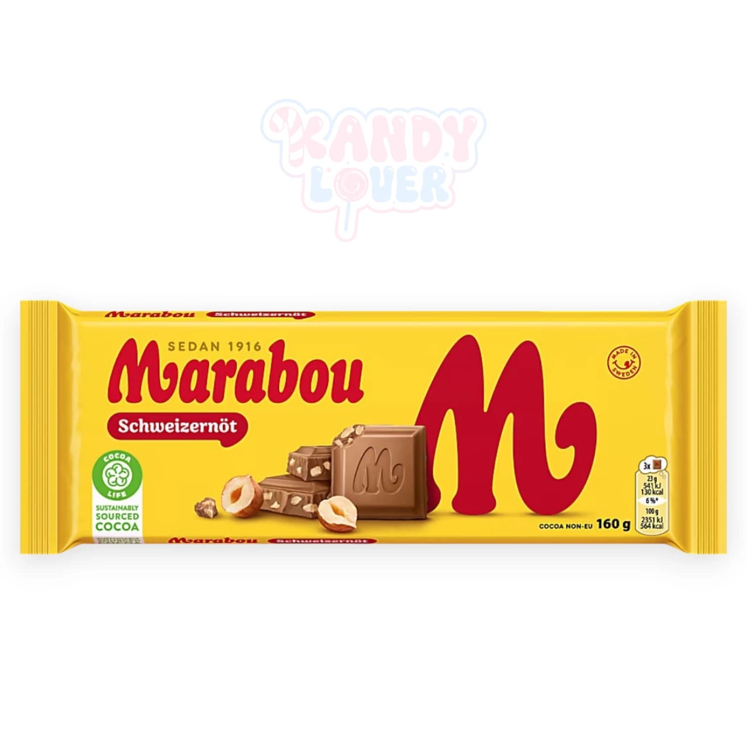 Marabou Swiss Nut, Swedish chocolate bar with hazelnuts from Kandy Lover.