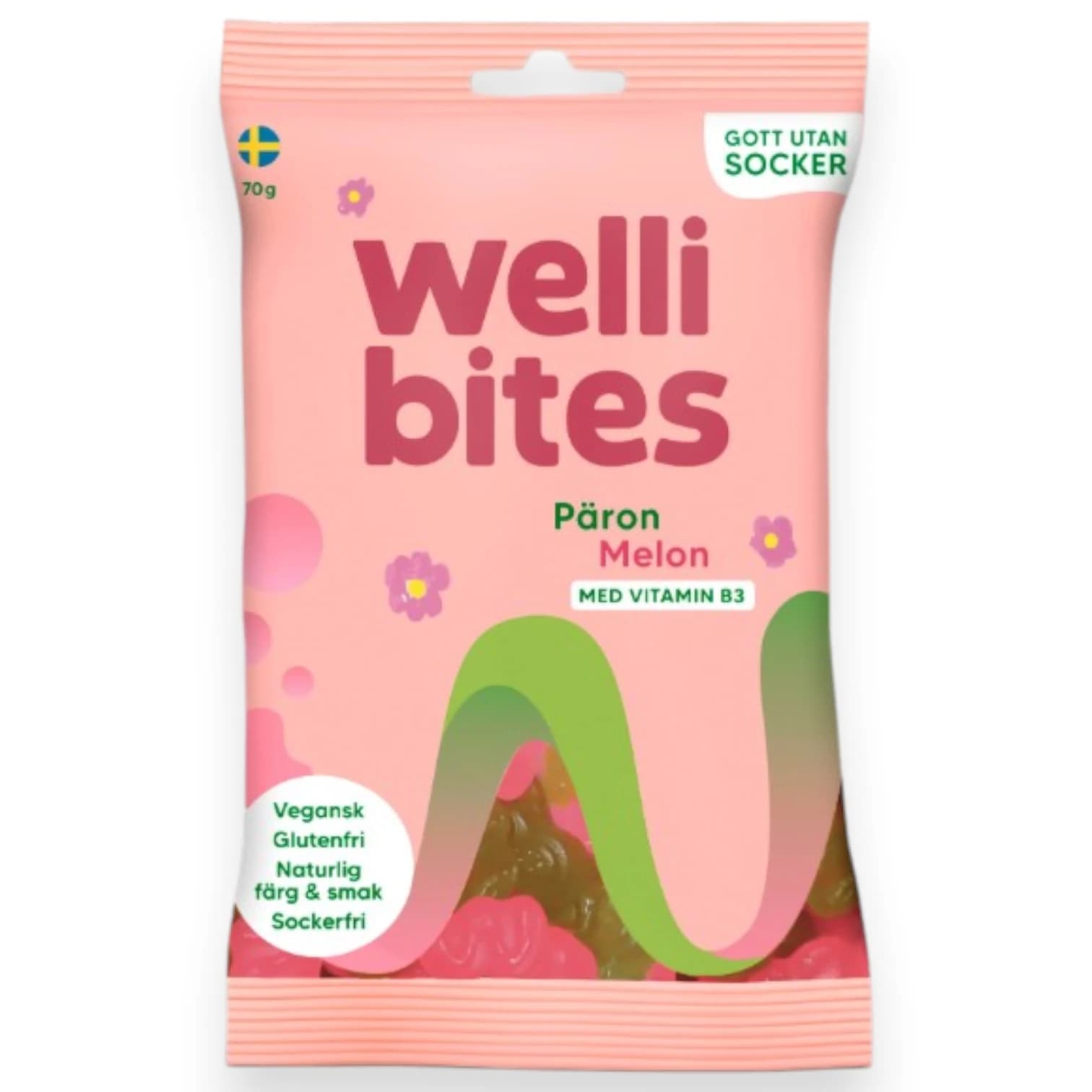 Wellibites Pear and Melon, vegan sugar free Swedish candy from Kandy Lover.